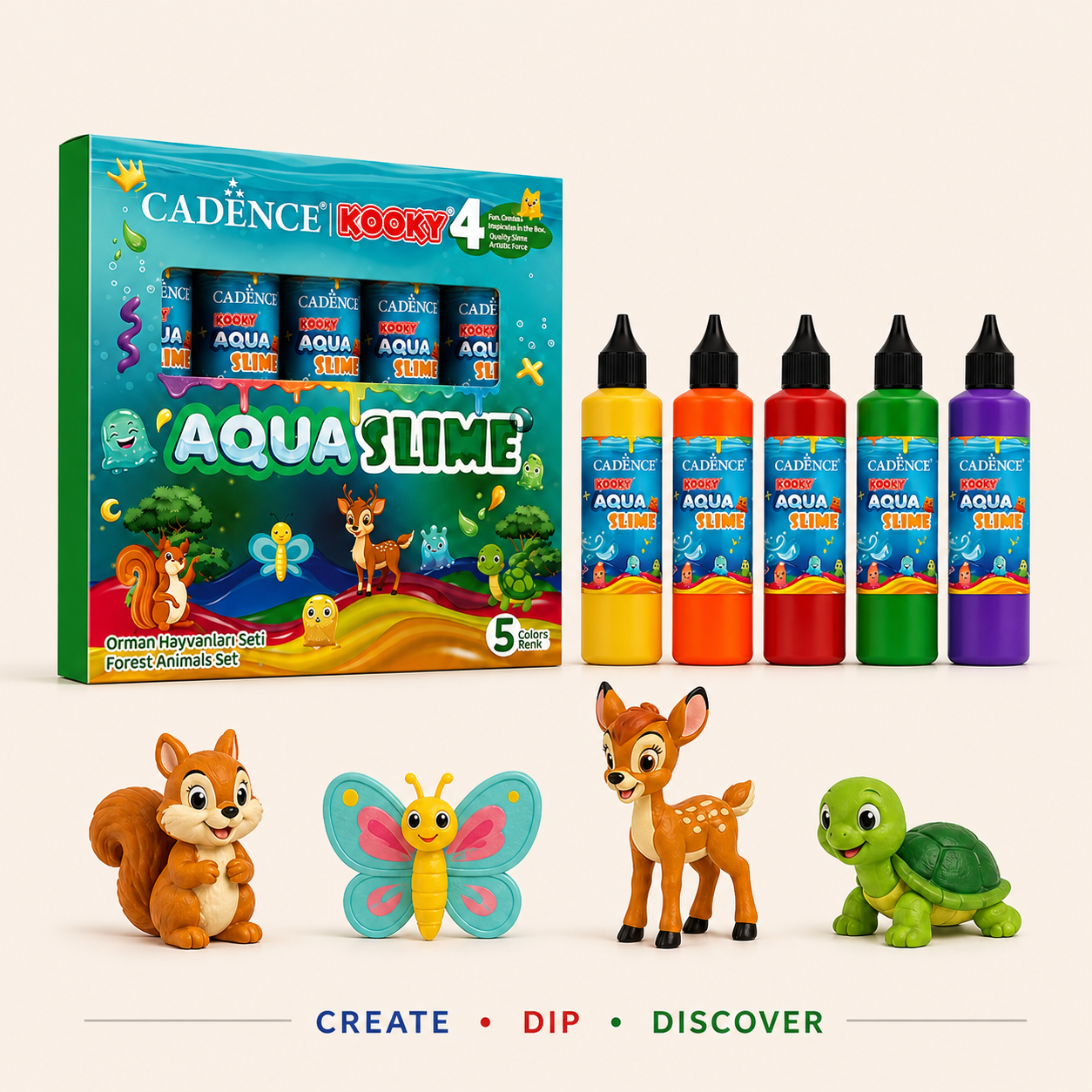 Aqua Slime Forest Animals Kit with bambi squirrel butterfly turtle moulds colourful kids creative toy